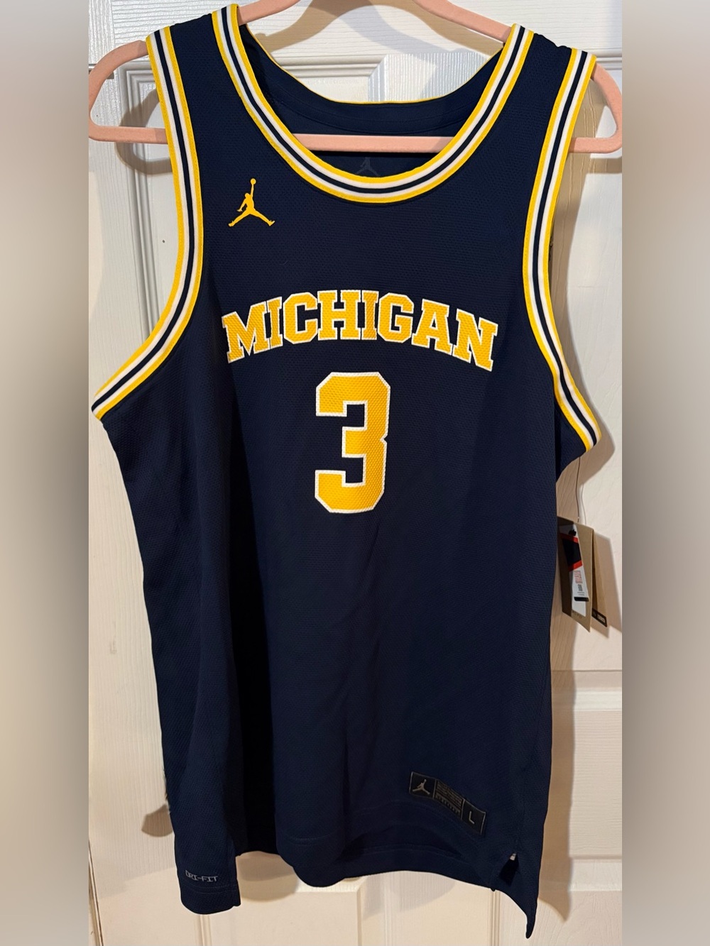 Jordan Navy & Maize Michigan #3 Basketball Jersey Tag